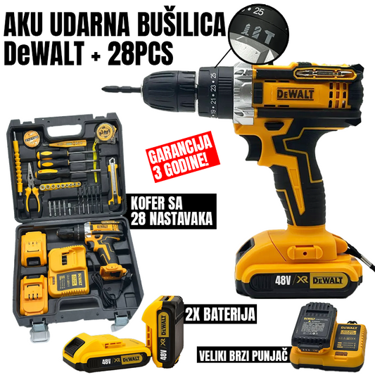 Aku udarna bušilica DeWALT sa 28 nastavaka RASPRODAJA