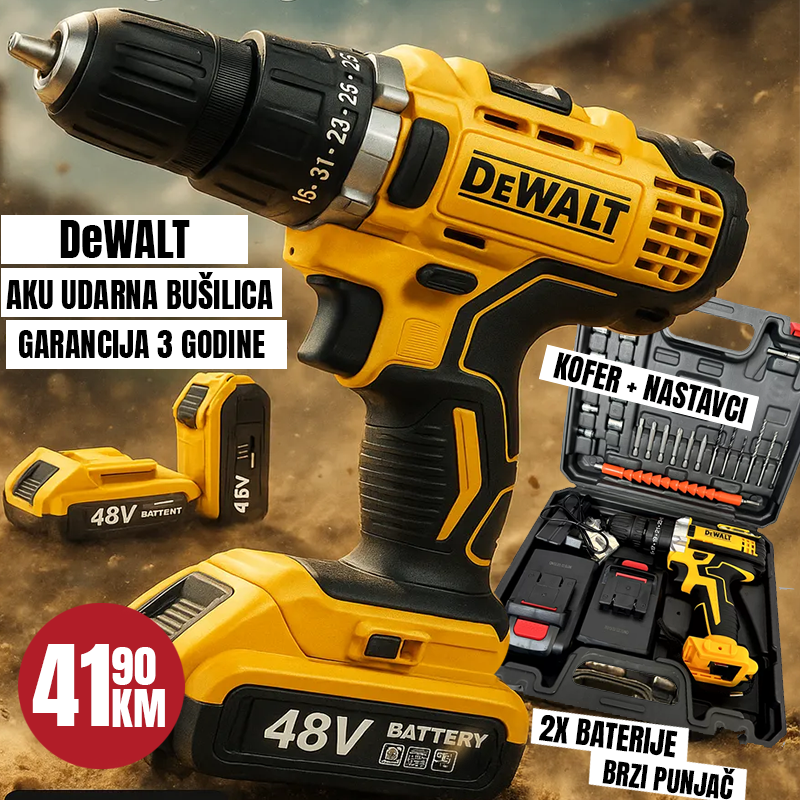 Aku udarna bušilica DeWALT sa nastavcima RASPRODAJA