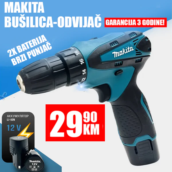 Makita bušilica-odvijač sa dvije baterije RASPRODAJA